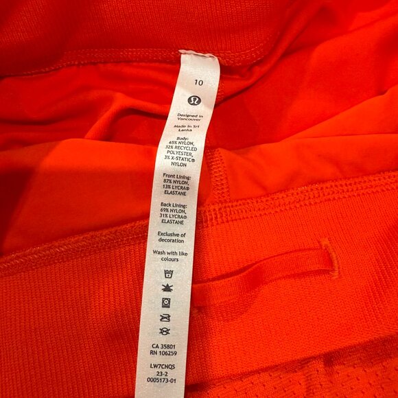 LULULEMON SWIFTLY TECH HIGH RISE SKIRT HOT HEAT/RED GLOW SZ 10 NWT - Picture 5 of 7